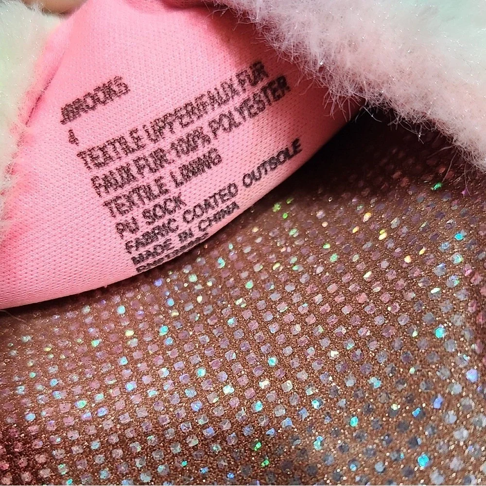 Steve Madden Platform Slide Sandals Faux Fur Rainbow Glitter‎ Y2K Girls